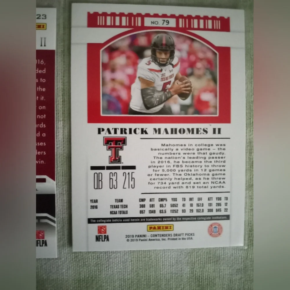 Patrick Mahomes college throwback cards x2